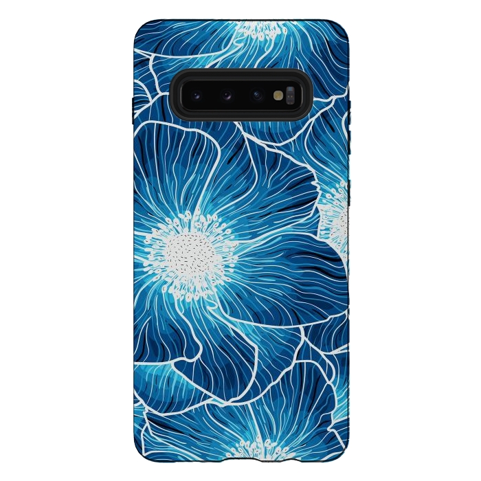 Galaxy S10 plus StrongFit Blue Anemones Wildflower G605 by Medusa GraphicArt