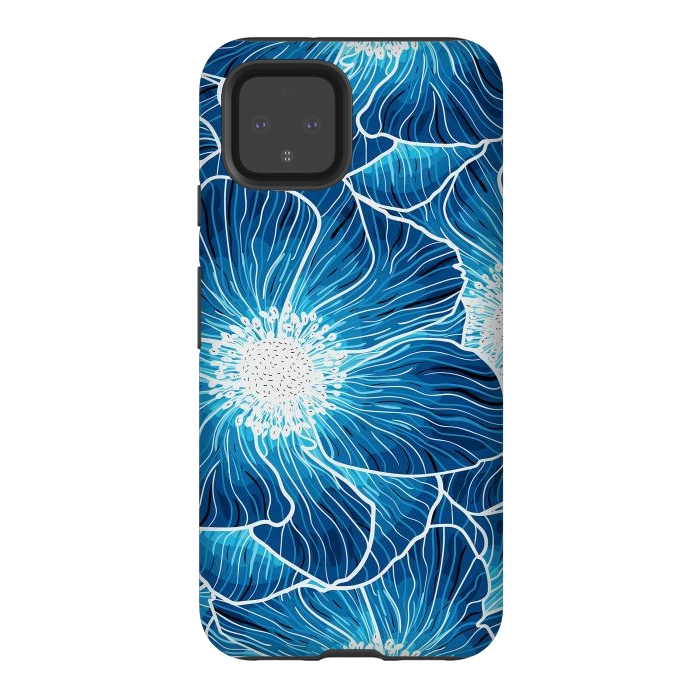 Pixel 4 StrongFit Blue Anemones Wildflower G605 by Medusa GraphicArt