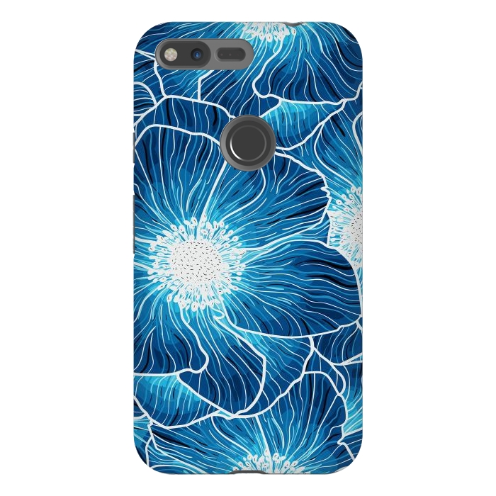 Pixel XL StrongFit Blue Anemones Wildflower G605 by Medusa GraphicArt