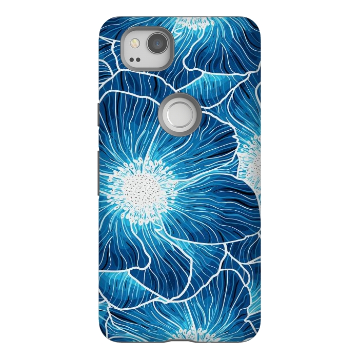 Pixel 2 StrongFit Blue Anemones Wildflower G605 by Medusa GraphicArt