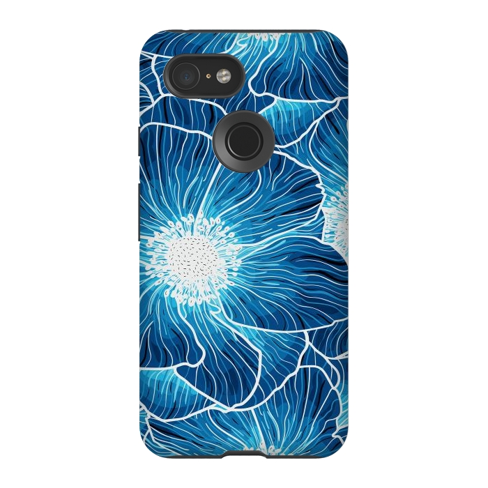 Pixel 3 StrongFit Blue Anemones Wildflower G605 by Medusa GraphicArt