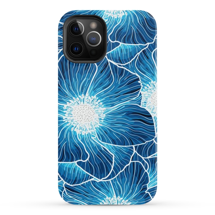 iPhone 12 Pro Max StrongFit Blue Anemones Wildflower G605 by Medusa GraphicArt