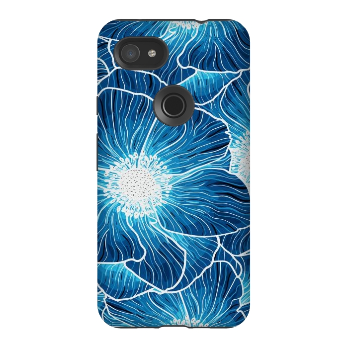 Pixel 3AXL StrongFit Blue Anemones Wildflower G605 by Medusa GraphicArt