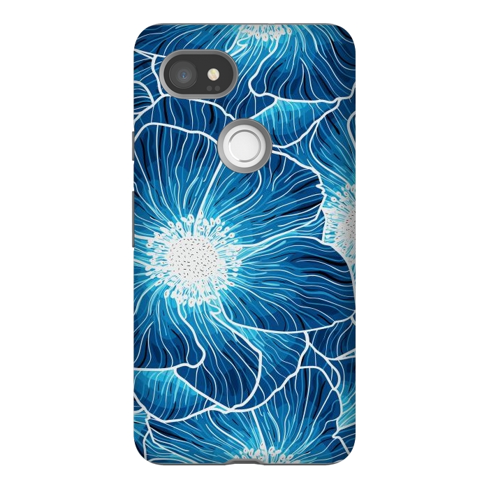 Pixel 2XL StrongFit Blue Anemones Wildflower G605 by Medusa GraphicArt