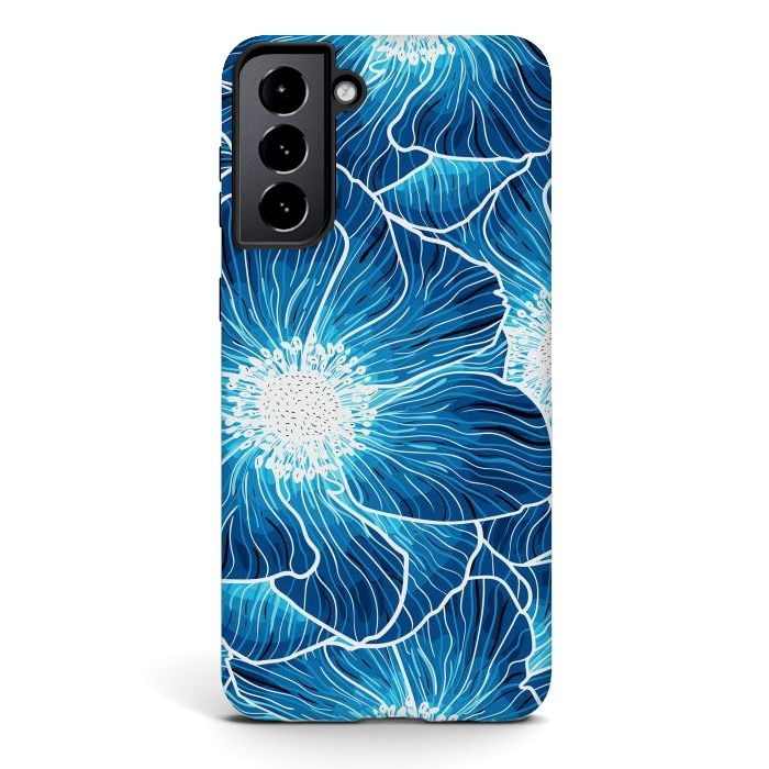 Galaxy S21 plus StrongFit Blue Anemones Wildflower G605 by Medusa GraphicArt