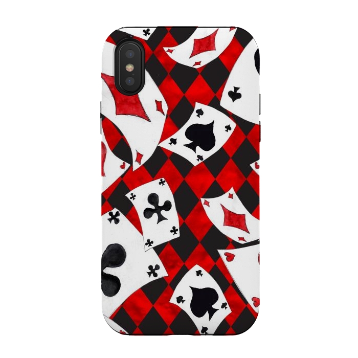 iPhone Xs / X StrongFit alice-playing cards by haroulita
