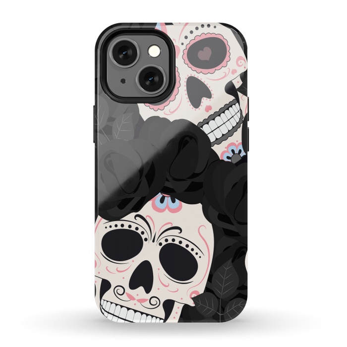 iPhone 13 mini StrongFit black white sugar skull by haroulita