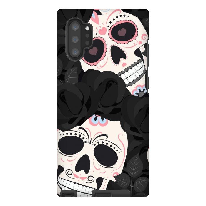 Galaxy Note 10 plus StrongFit black white sugar skull by haroulita