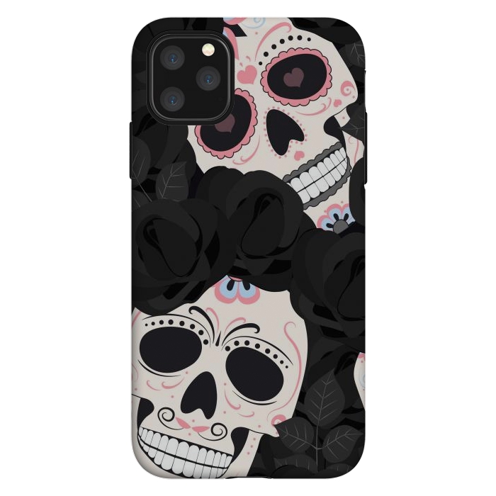 iPhone 11 Pro Max StrongFit black white sugar skull by haroulita