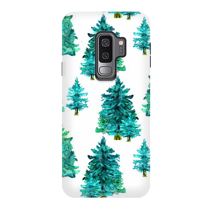 Galaxy S9 plus StrongFit Christmas watercolor trees by haroulita