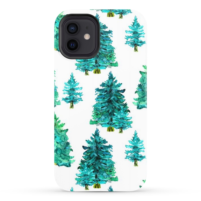 iPhone 12 StrongFit Christmas watercolor trees by haroulita
