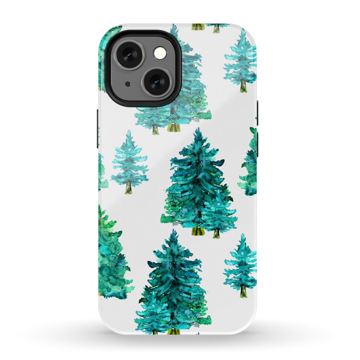 iPhone 13 mini StrongFit Christmas watercolor trees by haroulita