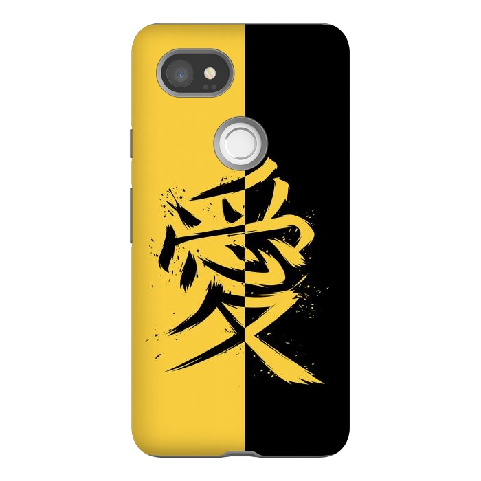 Pixel 2XL StrongFit Kanji yellow and black by Alberto