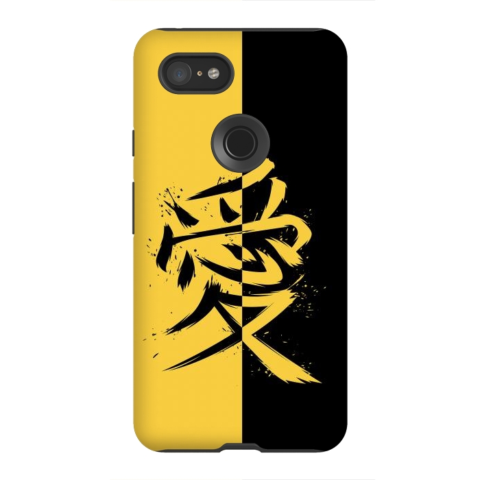 Pixel 3XL StrongFit Kanji yellow and black by Alberto