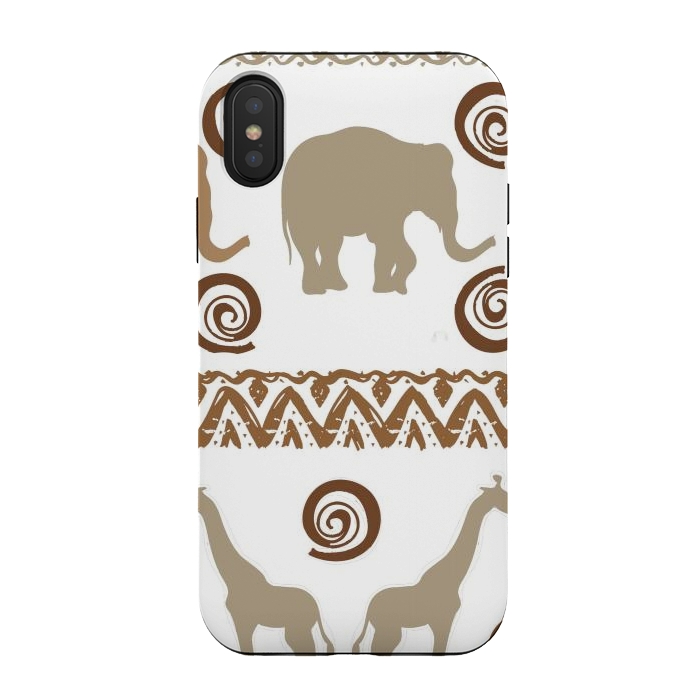 iPhone Xs / X StrongFit giraffe and elephant by haroulita