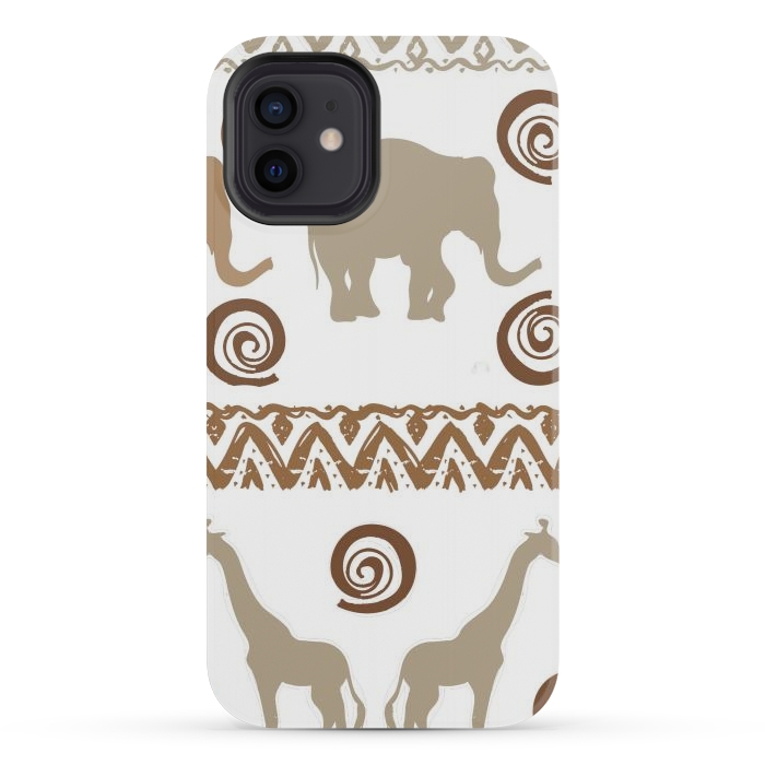 iPhone 12 mini StrongFit giraffe and elephant by haroulita