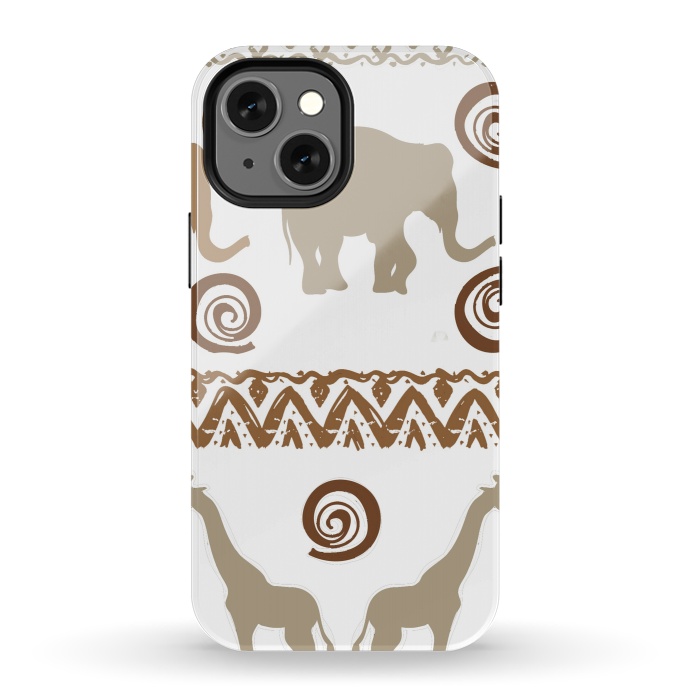 iPhone 13 mini StrongFit giraffe and elephant by haroulita