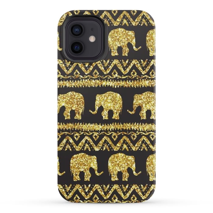 iPhone 12 mini StrongFit glitter elephant by haroulita