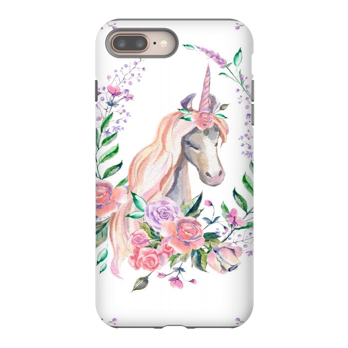 iPhone 7 plus StrongFit watercolor floral unicorn by haroulita