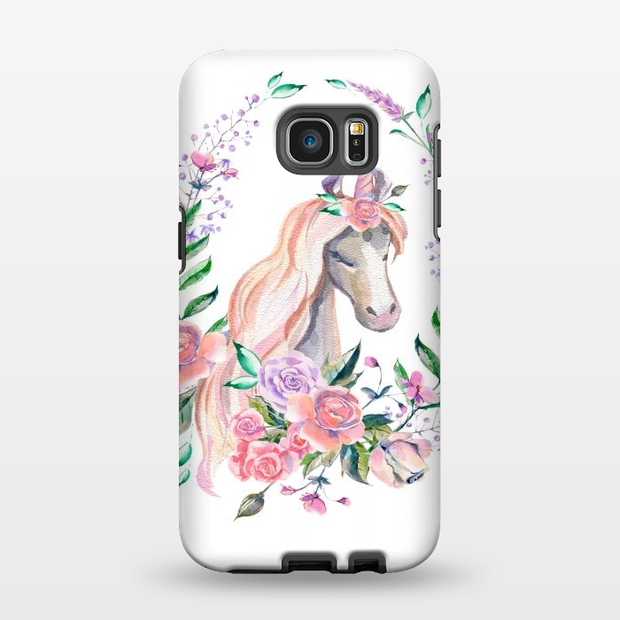 Galaxy S7 EDGE StrongFit watercolor floral unicorn by haroulita