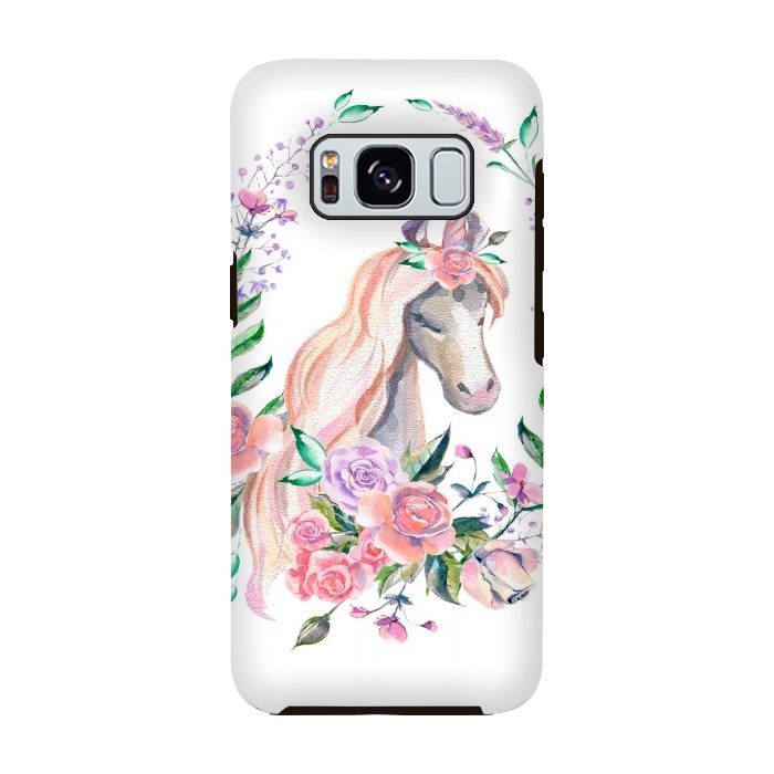 Galaxy S8 StrongFit watercolor floral unicorn by haroulita