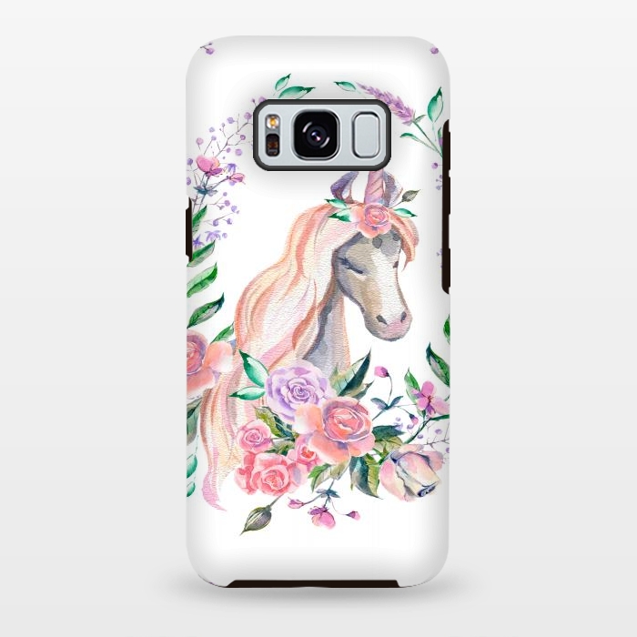 Galaxy S8 plus StrongFit watercolor floral unicorn by haroulita