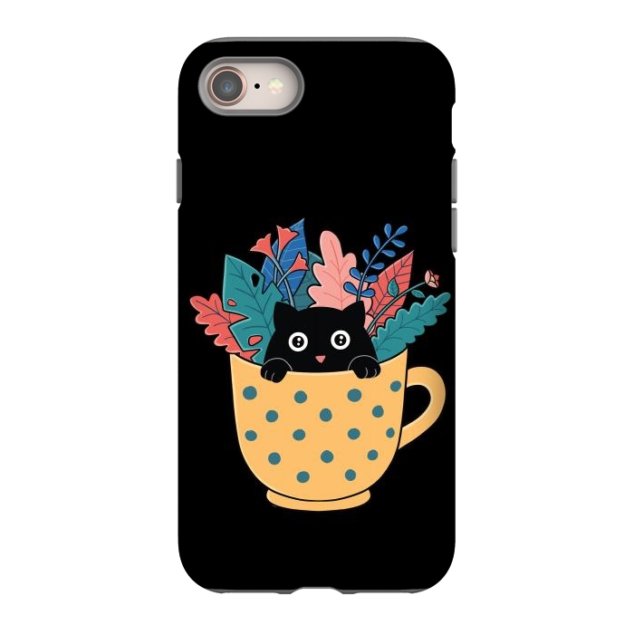 iPhone 8 StrongFit Cat and flowers by Coffee Man
