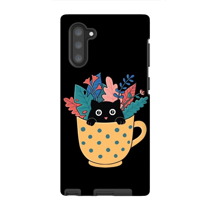Galaxy Note 10 StrongFit Cat and flowers by Coffee Man