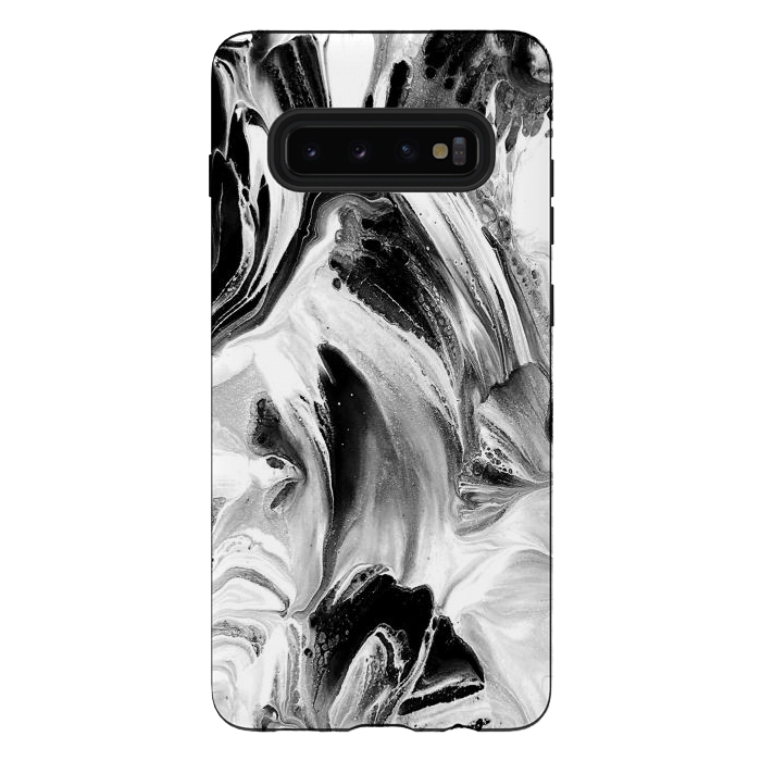 Galaxy S10 plus StrongFit Black and White Brushed Paint by Ashley Camille