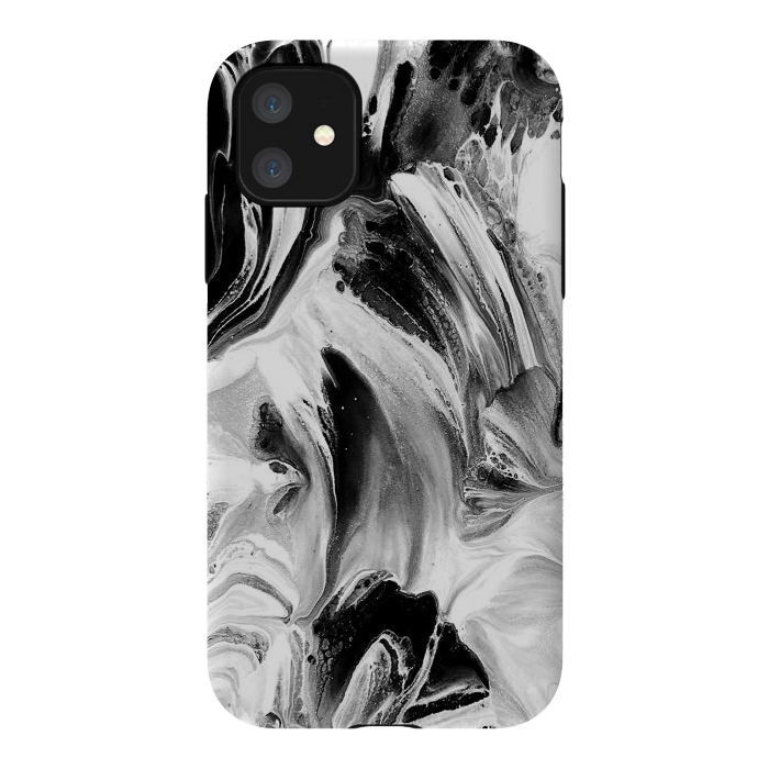 iPhone 11 StrongFit Black and White Brushed Paint by Ashley Camille