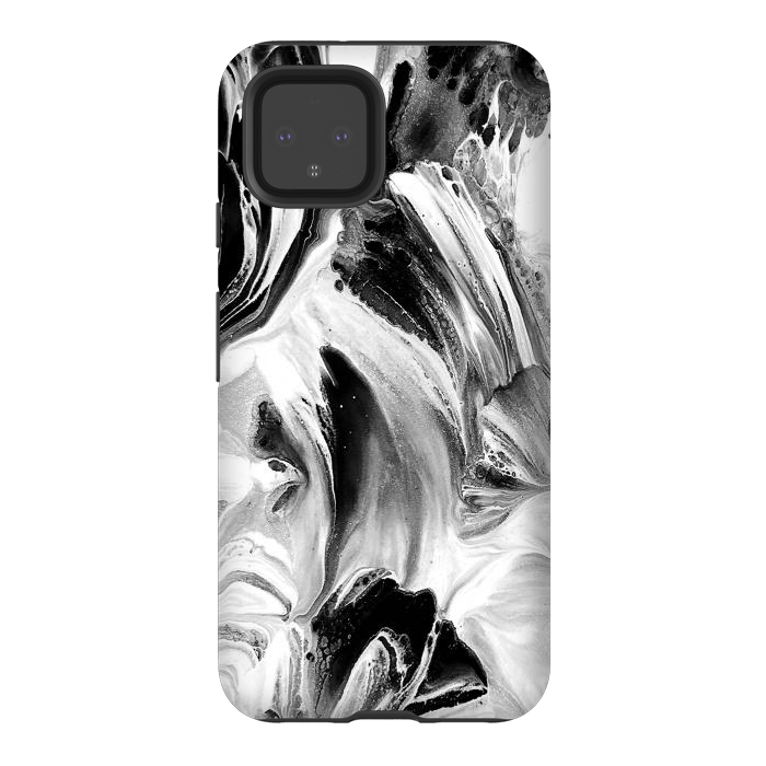 Pixel 4 StrongFit Black and White Brushed Paint by Ashley Camille