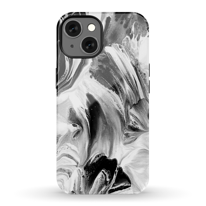 iPhone 13 StrongFit Black and White Brushed Paint by Ashley Camille