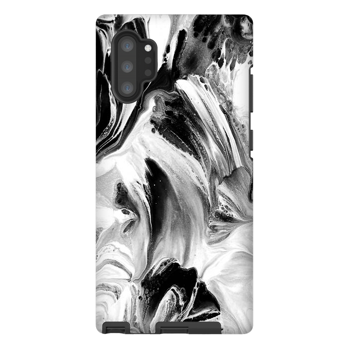 Galaxy Note 10 plus StrongFit Black and White Brushed Paint by Ashley Camille