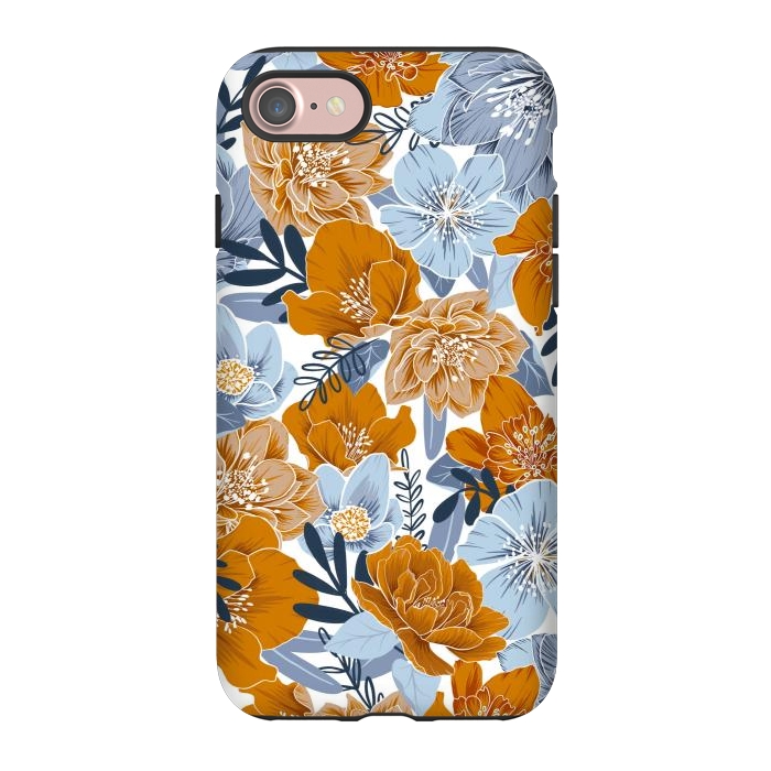iPhone 7 StrongFit Cozy Florals in Desert Sun, Navy and Fog by gingerlique