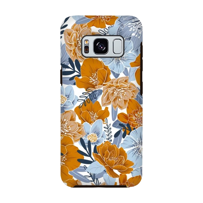 Galaxy S8 StrongFit Cozy Florals in Desert Sun, Navy and Fog by gingerlique
