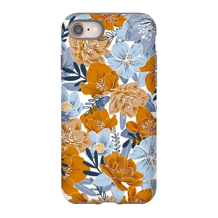 iPhone 8 StrongFit Cozy Florals in Desert Sun, Navy and Fog by gingerlique