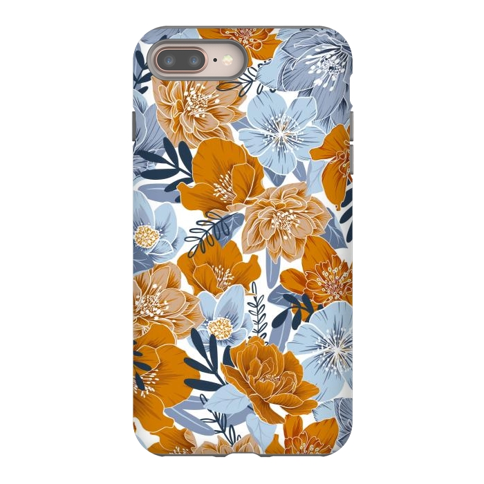 iPhone 8 plus StrongFit Cozy Florals in Desert Sun, Navy and Fog by gingerlique