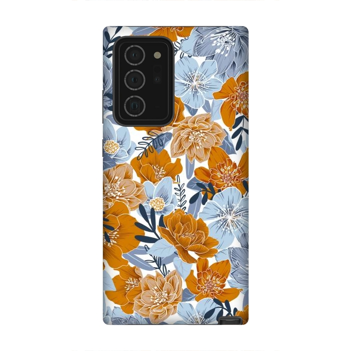Galaxy Note 20 Ultra StrongFit Cozy Florals in Desert Sun, Navy and Fog by gingerlique