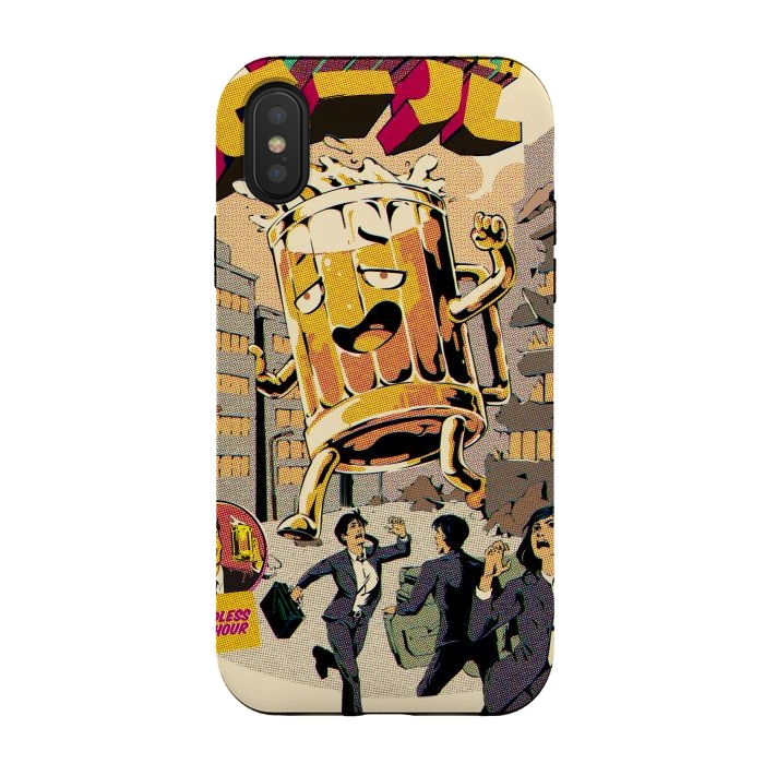 iPhone Xs / X StrongFit Drunk Beer Attack by Ilustrata