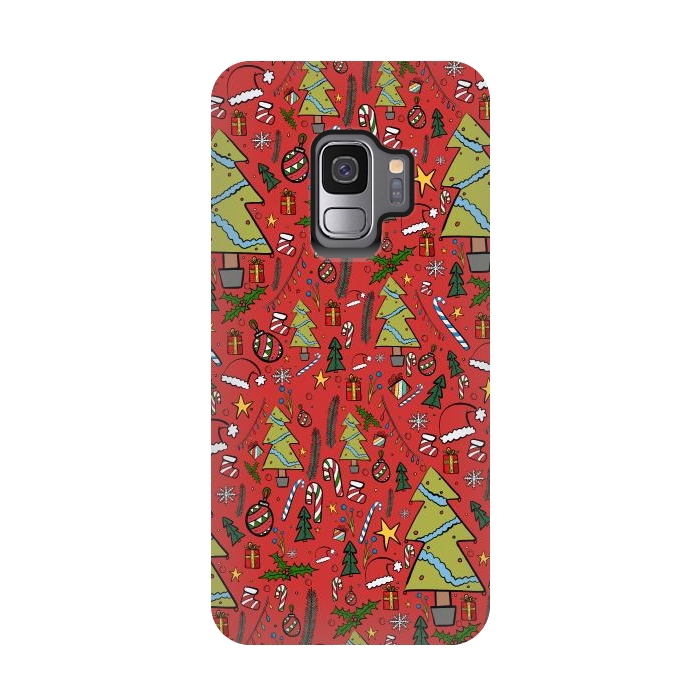 Galaxy S9 StrongFit The festive Xmas pattern by Steve Wade (Swade)
