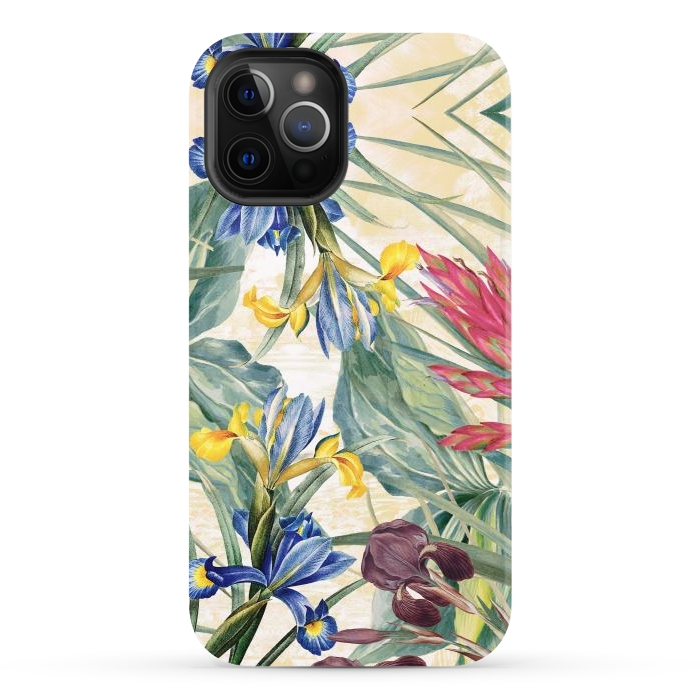 iPhone 12 Pro StrongFit Elegant iris flowers - watercolor botanical illustration by Oana 