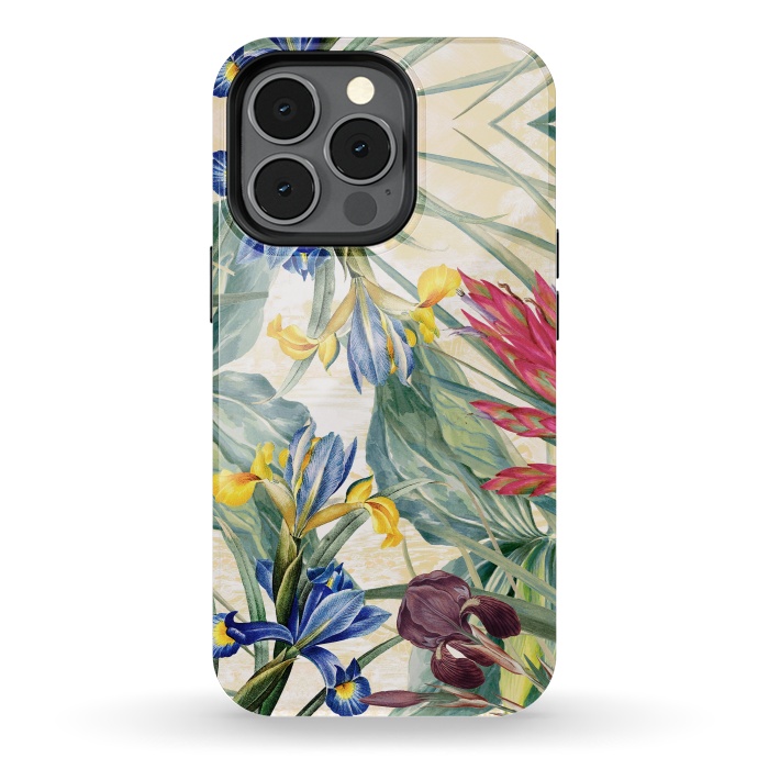iPhone 13 pro StrongFit Elegant iris flowers - watercolor botanical illustration by Oana 