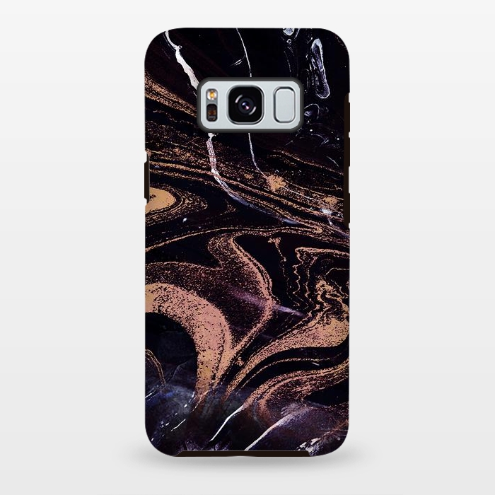 Galaxy S8 plus StrongFit Liquid marble with golden stripes - acrylic pour by Oana 