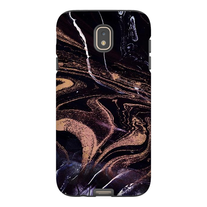 Galaxy J7 StrongFit Liquid marble with golden stripes - acrylic pour by Oana 