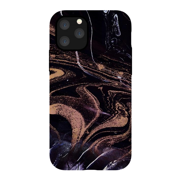 iPhone 11 Pro StrongFit Liquid marble with golden stripes - acrylic pour by Oana 