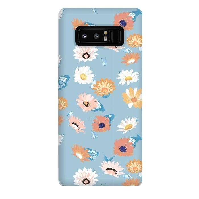 Galaxy Note 8 StrongFit Pastel daisy petals and butterflies - colorful aesthetic pattern by Oana 