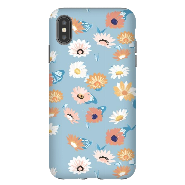 iPhone Xs Max StrongFit Pastel daisy petals and butterflies - colorful aesthetic pattern by Oana 
