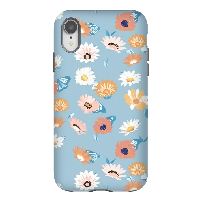 iPhone Xr StrongFit Pastel daisy petals and butterflies - colorful aesthetic pattern by Oana 