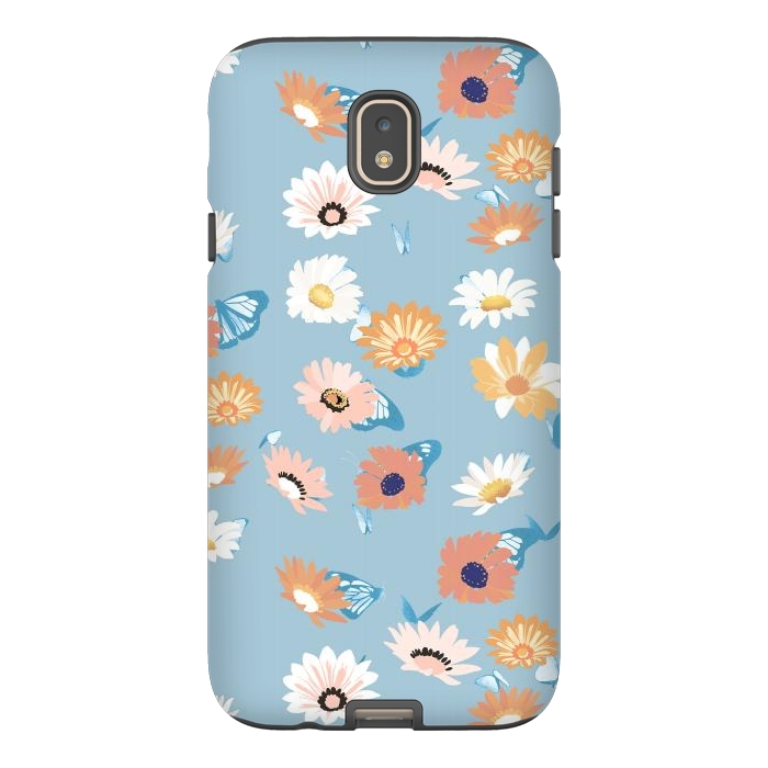Galaxy J7 StrongFit Pastel daisy petals and butterflies - colorful aesthetic pattern by Oana 