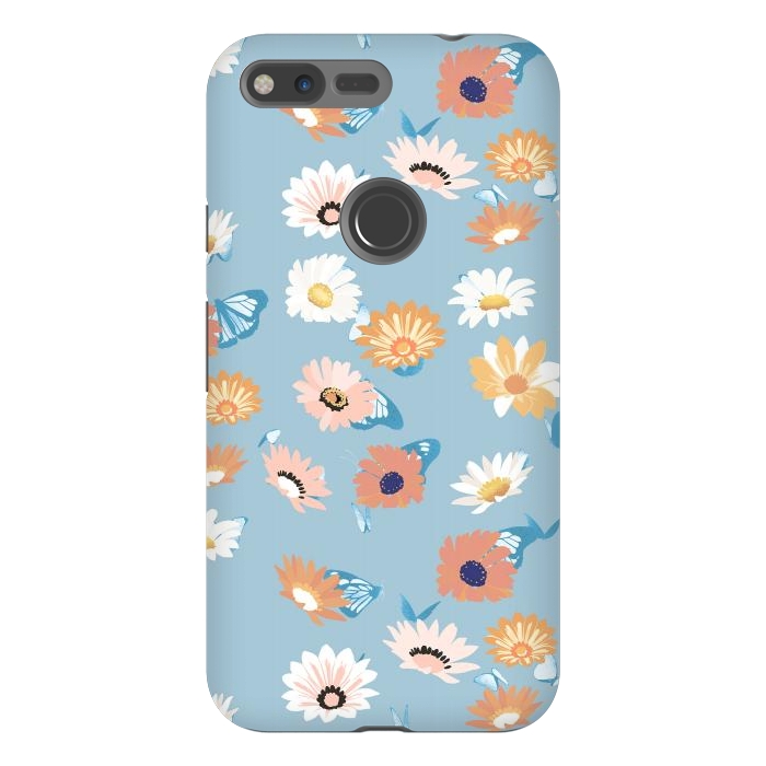 Pixel XL StrongFit Pastel daisy petals and butterflies - colorful aesthetic pattern by Oana 